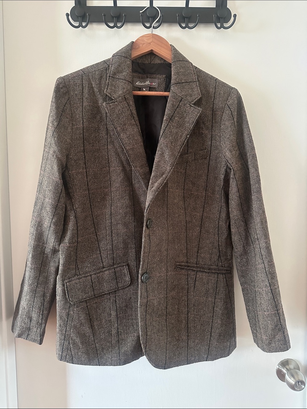 Eddie Bauer Brown Pinstripe Blazer - Tailored Wool-Blend Jacket